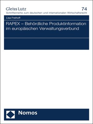 cover image of RAPEX – Behördliche Produktinformation im europäischen Verwaltungsverbund